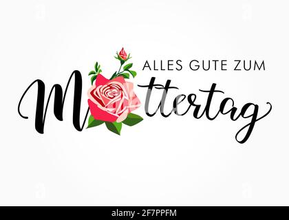 Alles Gute zum Muttertag - translation from German language Happy Mothers day congrats concept. Decorative art style. Decorative Mother's Day poster,