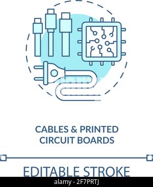 Cables and printed circuit boards concept icon Stock Vector