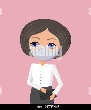 Business woman vector illustration in coronovirus time Stock Vector