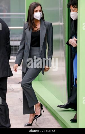Madrid, Spain. 09th Apr, 2021. Queen Letizia and King Felipe attend the opening of the Iberdrola inovation and training center at San Agustin del Guadalix in Madrid, Spain on April 9, 2021. Photo by Archie Andrews/ABACAPRESS.COM Credit: Abaca Press/Alamy Live News Stock Photo
