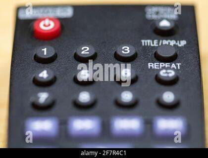 Closeup of the Red Turn Off Button on a Remote Control Under the Lights  Stock Image - Image of technology, multimedia: 188459009