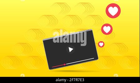 Online video platform header or footer banner template with copy space. Digital Business promotion, video advertising - social media marketing. Abstra Stock Vector
