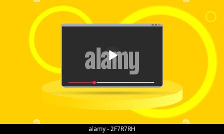 Online video platform header or footer banner template with copy space. Digital Business promotion, video advertising - social media marketing. Abstra Stock Vector