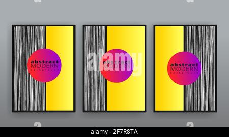 Yellow and silver abstract futuristic templates set, modern creative vector pattern design for web and print decoration, summer vibes, luxury minimal Stock Vector