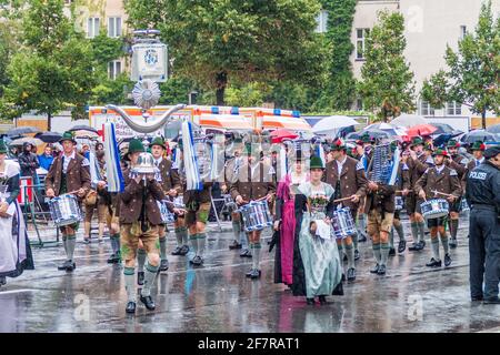 MUNICH, GERMANY - SEPTEMBER 17, 2016: Music band at the annual opening parade of the Oktoberfest in Munich. Stock Photo