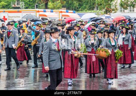 MUNICH, GERMANY - SEPTEMBER 17, 2016: Participants of the annual opening parade of the Oktoberfest in Munich. Stock Photo