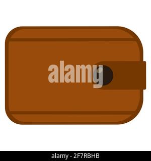 Brown wallet, isolated on white background. Leather purse for money. Stock Vector