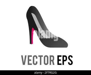 The isolated vector fashionable black and red formal high heeled shoe icon for social occasions, events or work places Stock Vector