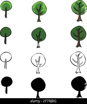 Set of vector trees isolated on white background Stock Vector