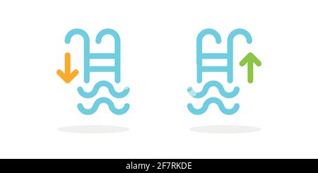 Swimming pool ladders icons. Vector illustration, flat design Stock Vector