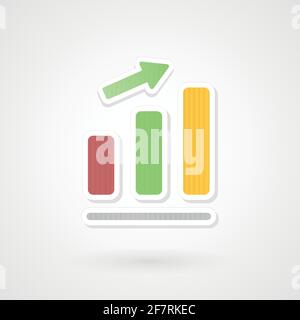 Minimal diagram. Growth arrow. Infographics. Vector illustration, flat design Stock Vector
