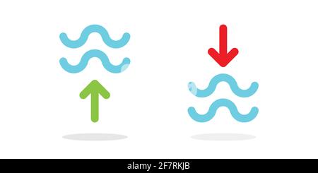 Waves and arrows icons. Vector illustration, flat design Stock Vector