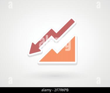 colorful graph. sales fall diagram. Isolated on white. Flat icon ...