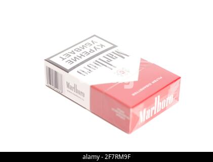 Moscow, Russia April 09,2021: Pack of Marlboro Cigarettes. Stock Photo