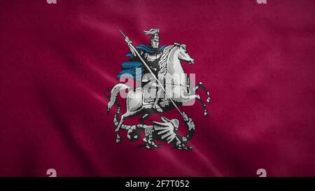 Moscow, city of Russia flag waving in the wind. 3d illustration Stock Photo