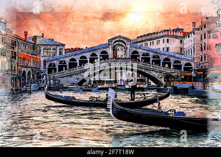 Souvenir Venezia Gondola 3D - Ponte Di Rialto In Resina, 16x10x7 Cm - Foto 7
