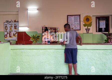 Ration book store architecture building, Cuba Stock Photo