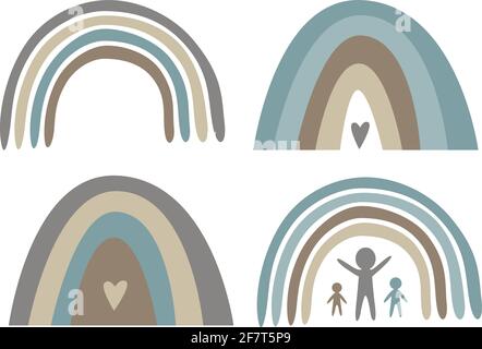 Bohemian rainbow illustration for design, season, family, connecting people items illustration Stock Vector