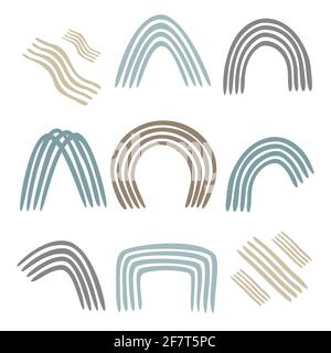 simple bohemian scandinavian rainbow elements for minimalistic design vector illustration isolated on white Stock Vector