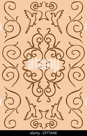 Graceful pattern, imitation of antiquity, curls, birds vases vector illustration Stock Vector