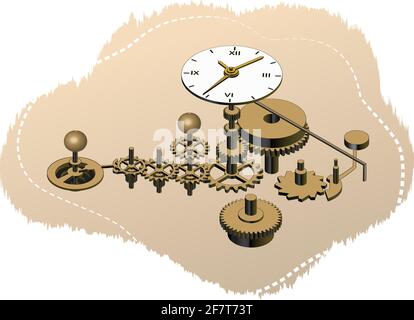 elements of the clockwork in isometric vector illustration Stock Vector