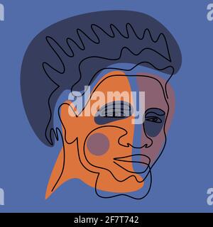 Abstract male face drawn by one line. outline style. Modern vector illustration. Stock Vector