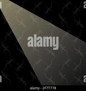 Grey lizards on black background pattern with light ray option vector illustration Stock Vector