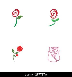 Beautiful Contour Logo with Rose Flower for Boutique or Beauty Salon or Flowers CompanyRose Vector Logo Illustration. The logo simple, minimal easy to Stock Vector