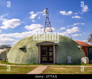 A dome home located at the Monolithic Dome Institute in Italy, Texas Stock Photo