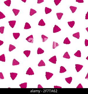 Summer pink  hand drawn raspberry seamless pattern. Bright colorful texture. Healthy vegetarian food. Fresh and juice berries. Vector illustration Stock Vector