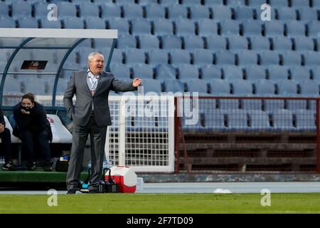 Lisbon, Portugal. 9th Apr, 2021. Russia's head coach Yuri Krasnozhan gestures during the UEFA Women's EURO 2022 play-off first leg match between Portugal and Russia, at the Restelo stadium in Lisbon, Portugal, on April 9, 2021. Credit: Pedro Fiuza/ZUMA Wire/Alamy Live News Stock Photo
