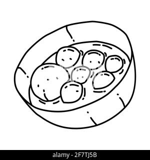 Bakso Indonesian Food Hand Drawn Icon Set Vector. Stock Vector