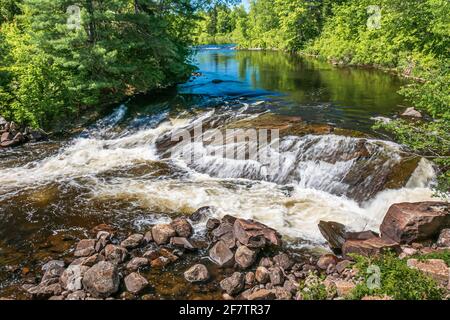 Eau Claire Gorge and waterfalls Calvin Ontario Canada in summer Stock Photo