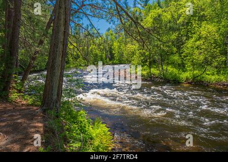 Eau Claire Gorge and waterfalls Calvin Ontario Canada in summer Stock Photo