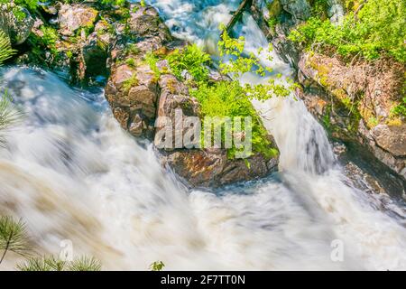 Eau Claire Gorge and waterfalls Calvin Ontario Canada in summer Stock Photo