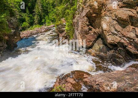 Eau Claire Gorge and waterfalls Calvin Ontario Canada in summer Stock Photo