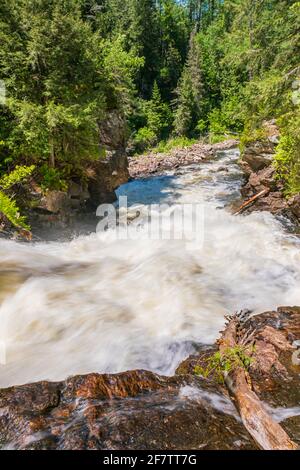 Eau Claire Gorge and waterfalls Calvin Ontario Canada in summer Stock Photo