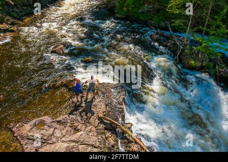 Eau Claire Gorge and waterfalls Calvin Ontario Canada in summer Stock Photo