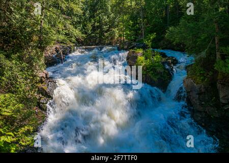 Eau Claire Gorge and waterfalls Calvin Ontario Canada in summer Stock Photo