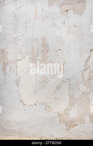 Weathered white plaster wall Stock Photo