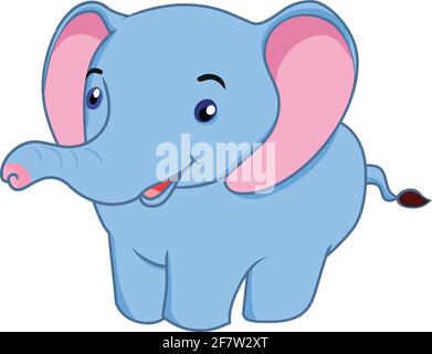 Baby elephant cartoon vector isolated on white background Stock Vector