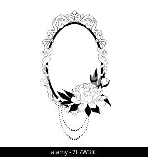 Vintage baroque frame. Decorative element black and white Stock Photo