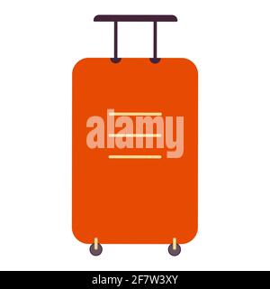 Orange travelling baggage suitcase. Flat design style modern vector illustration icons of travel by plane. Stock Vector