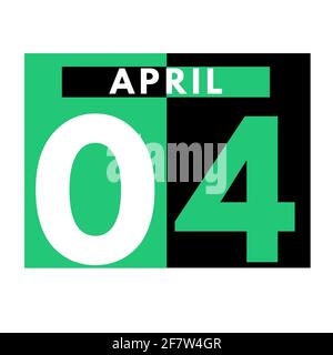 April 4 . Flat daily calendar icon .date ,day, month .calendar for the month of April Stock Photo