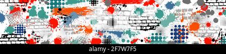 Horizontal background from blots. Long vintage background . Vector illustration Stock Vector