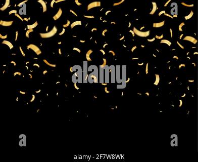 Vector illustration defocused gold confetti isolated on a black background. Stock Vector