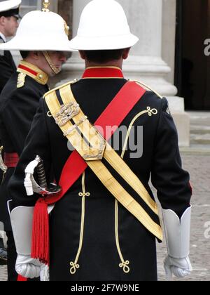 The Queen formally presenting the Duke of Edinburgh with the title and office of Lord High Admiral of the Navy in Whitehall, to mark his 90th anniversary. London, UK Stock Photo