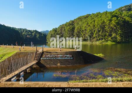 The most beautiful Reservoir named Pang Oung in Mae Hong Son, Thailand. (Translation:Pang Oung Reservoir) Stock Photo