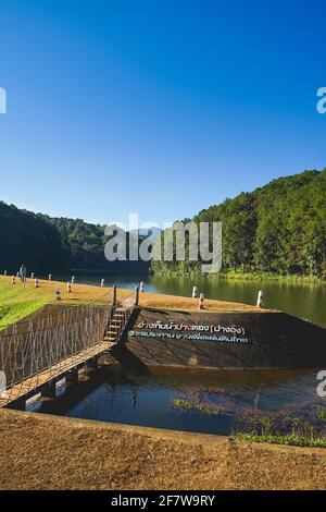 The most beautiful Reservoir named Pang Oung in Mae Hong Son, Thailand. (Translation:Pang Oung Reservoir) Stock Photo