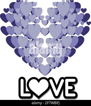 Heart shapes with typoghraphy heart. good template for romantic design like valentines day.vector illustration. Stock Vector